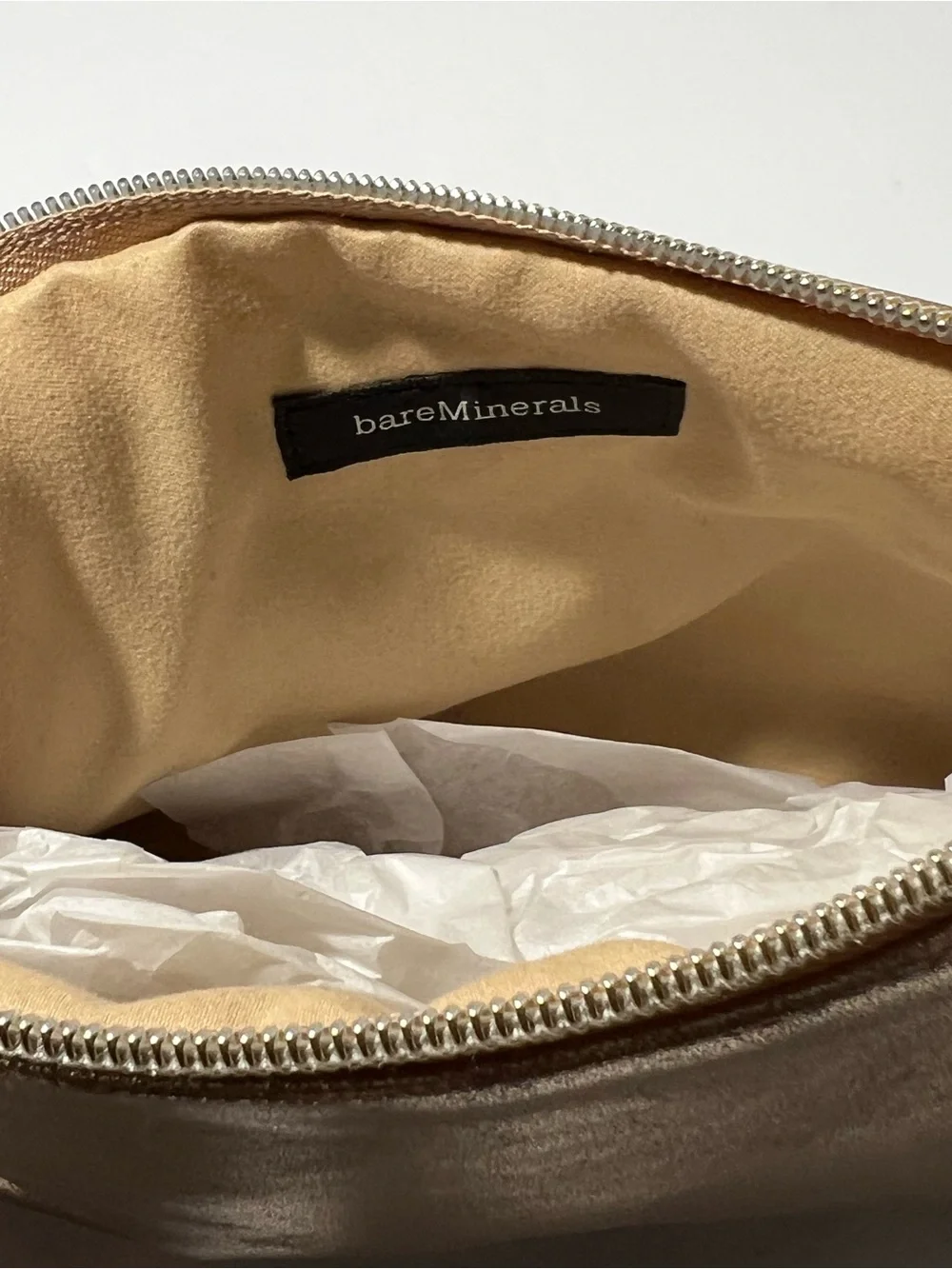 bareMinerals Gold Metallic Makeup Cosmetic Bag Travel Pouch